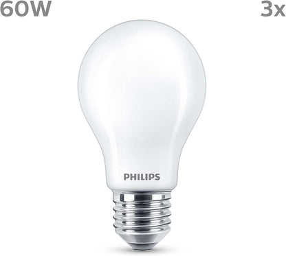 Philips Classic LED E27 Lampe, 60W, matt, warmweiß, nicht dimmbar, 3er Pack