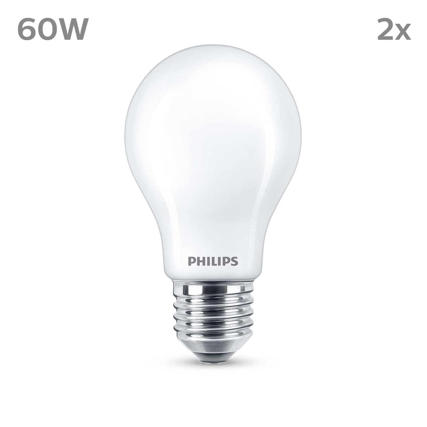 Philips Classic LED E27 Lampe, 60W, matt, warmweiß, nicht dimmbar, Doppelpack