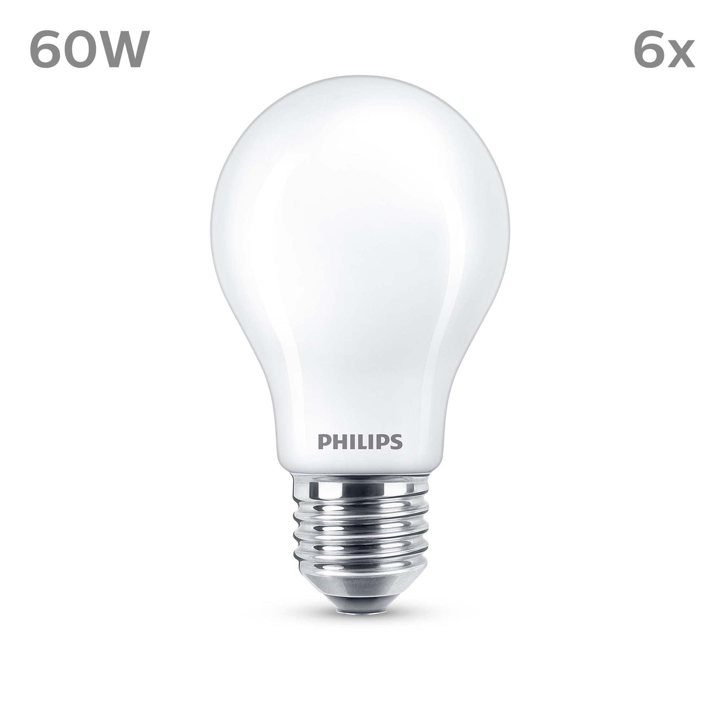 Philips Classic LED E27 Lampe, 60W, matt, warmweiß, nicht dimmbar, 6er Pack