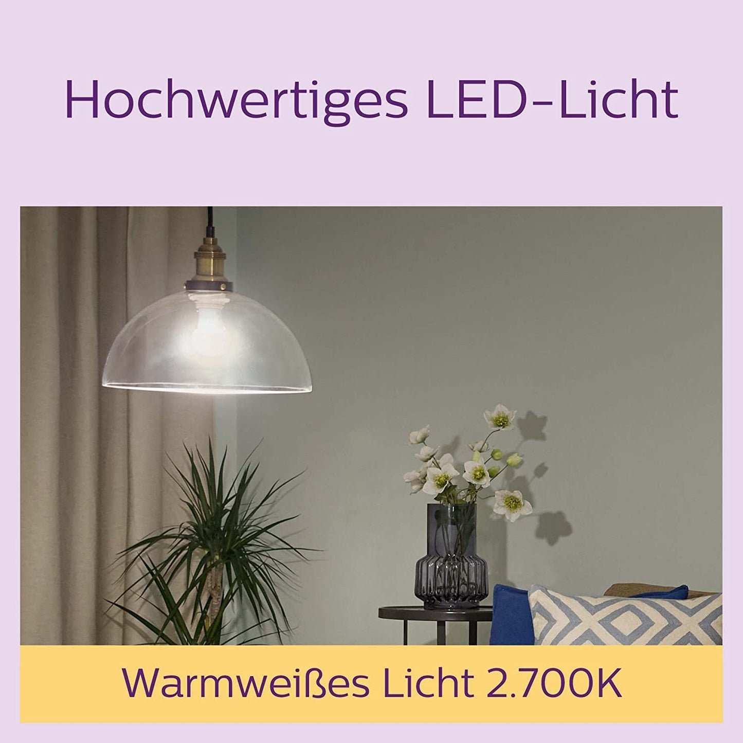 Philips Classic LED E27 Lampe, 60W, matt, warmweiß, nicht dimmbar, 3er Pack